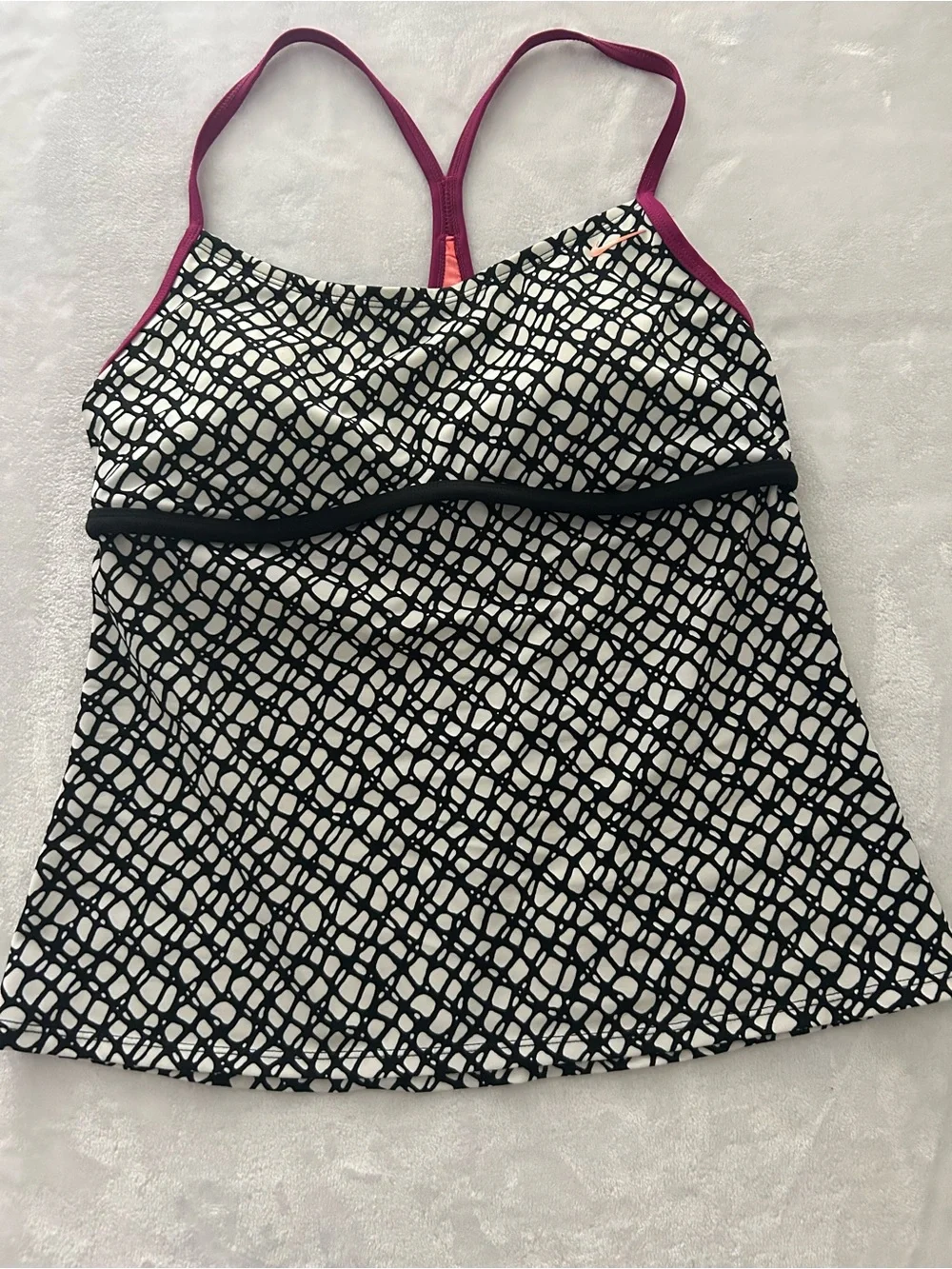 Nike Women’s Large Geometric Print Tankini Swim Top Built In Sports Bra
